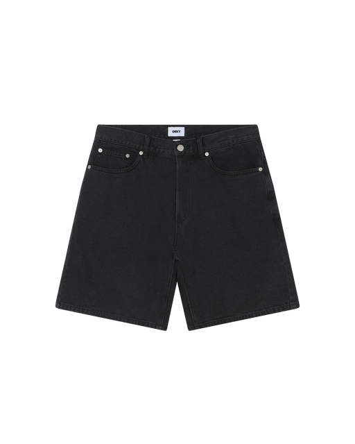 obey emerson denim short washed black
