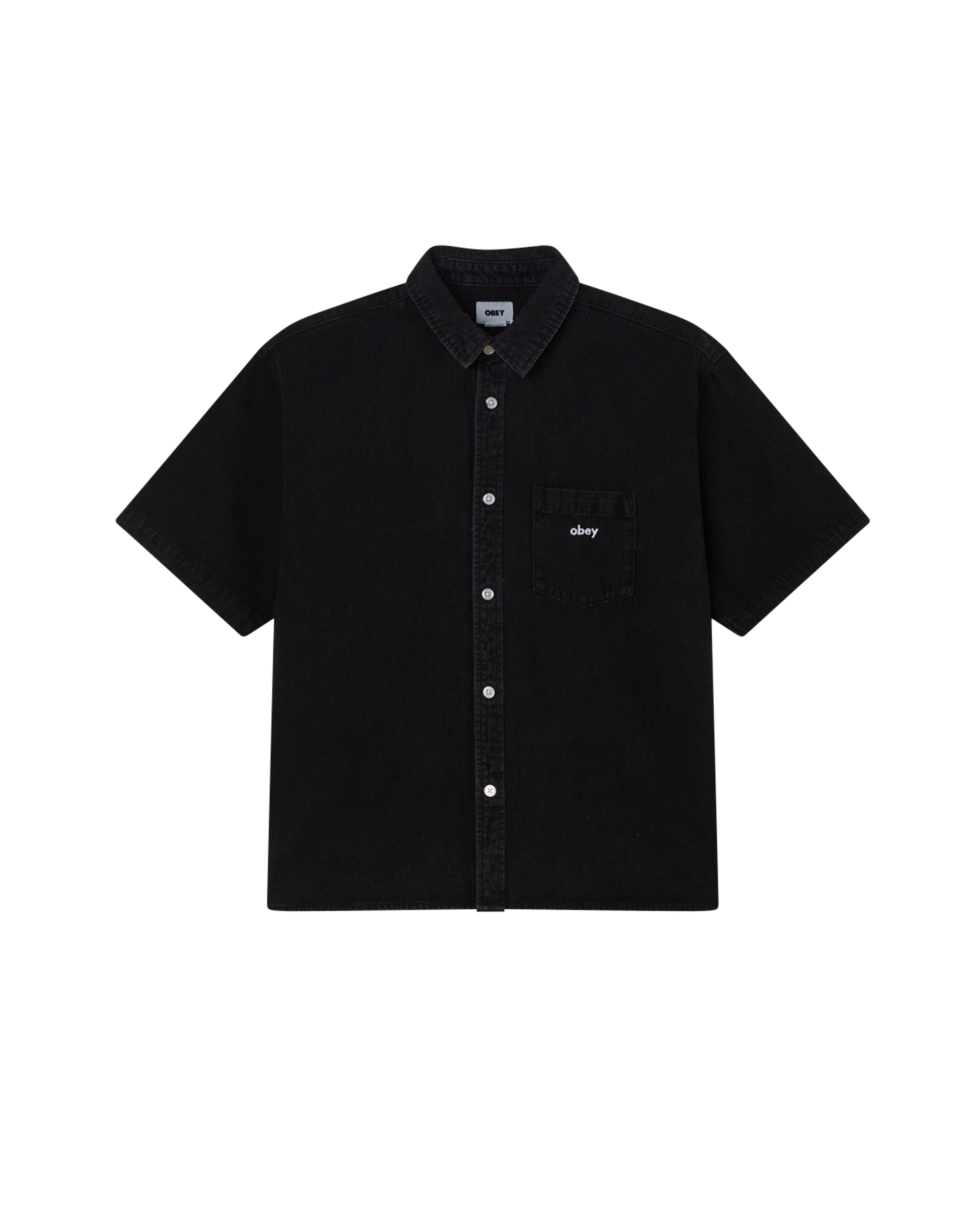 obey bigwig denim ss shirt faded black