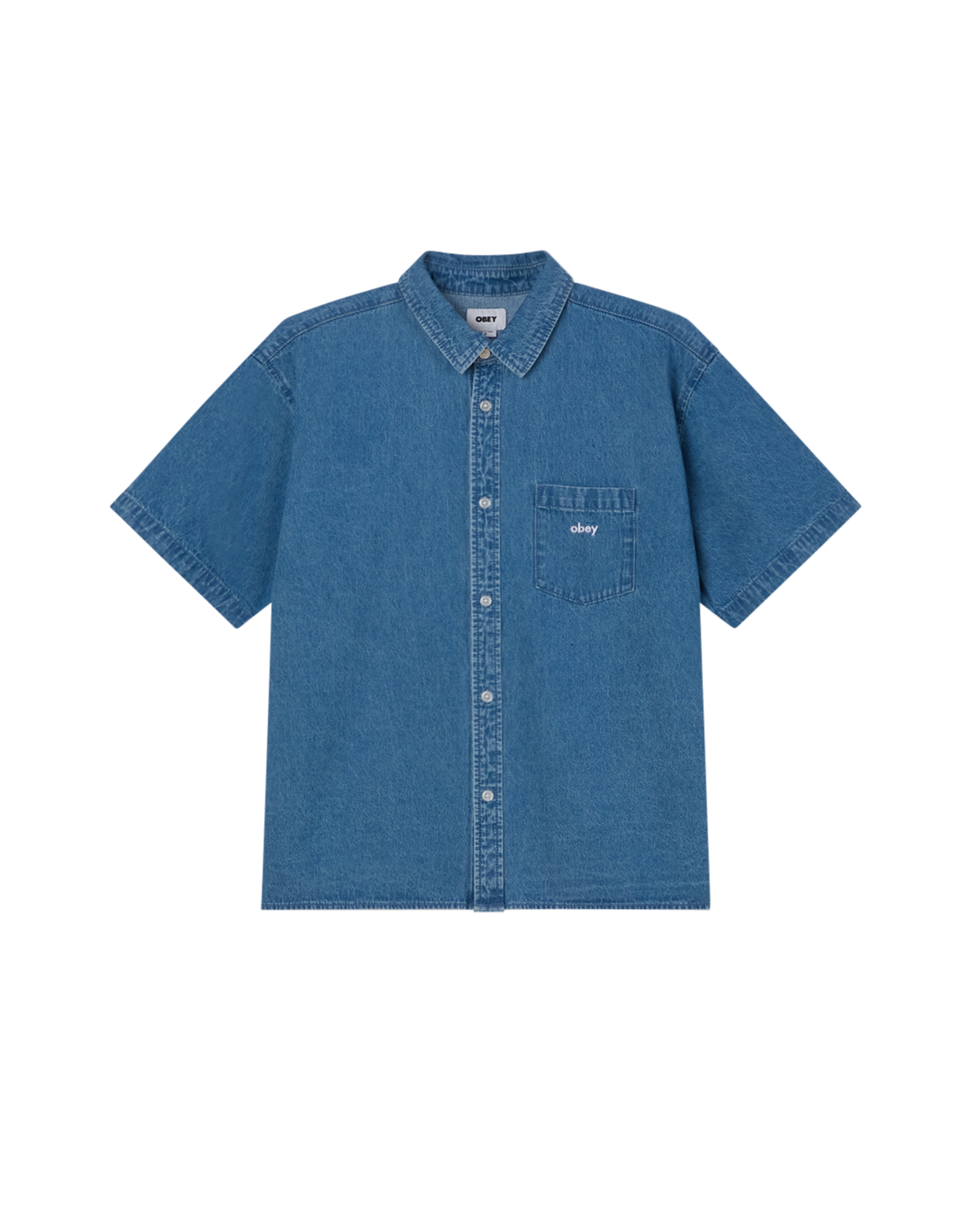 obey bigwig denim ss shirt light indigo