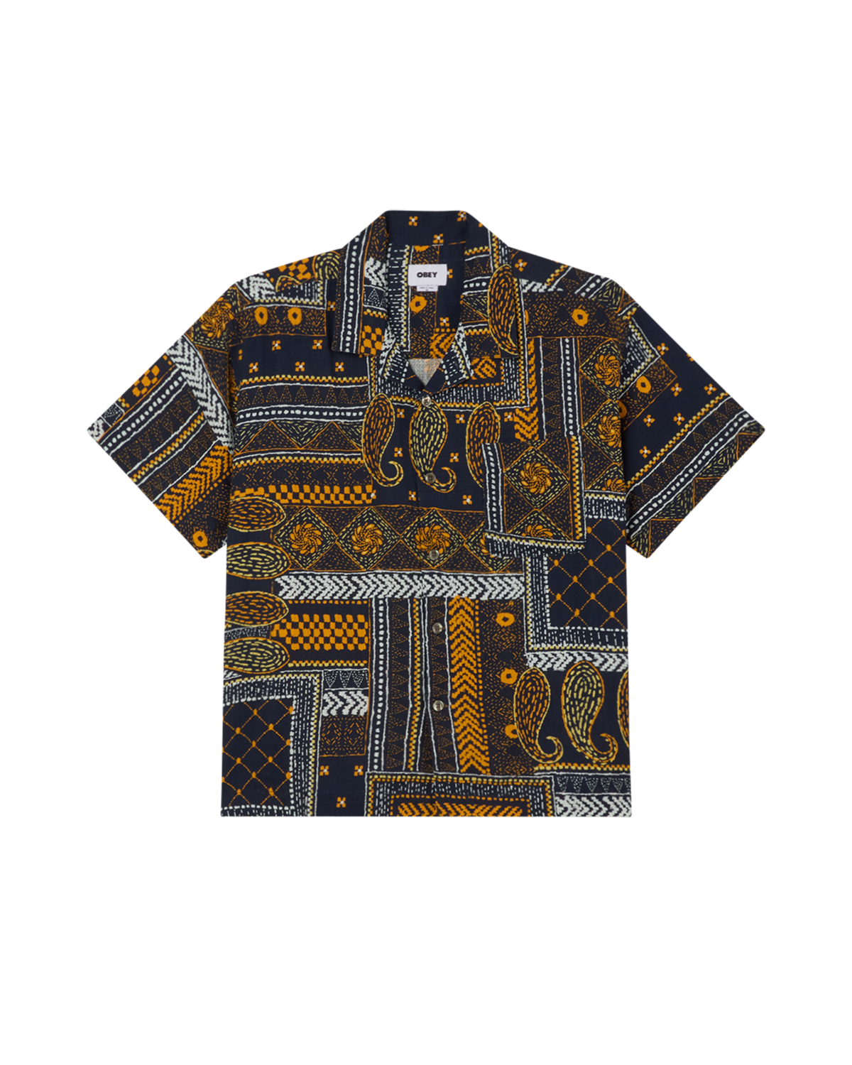 obey archie ss shirt navy multi