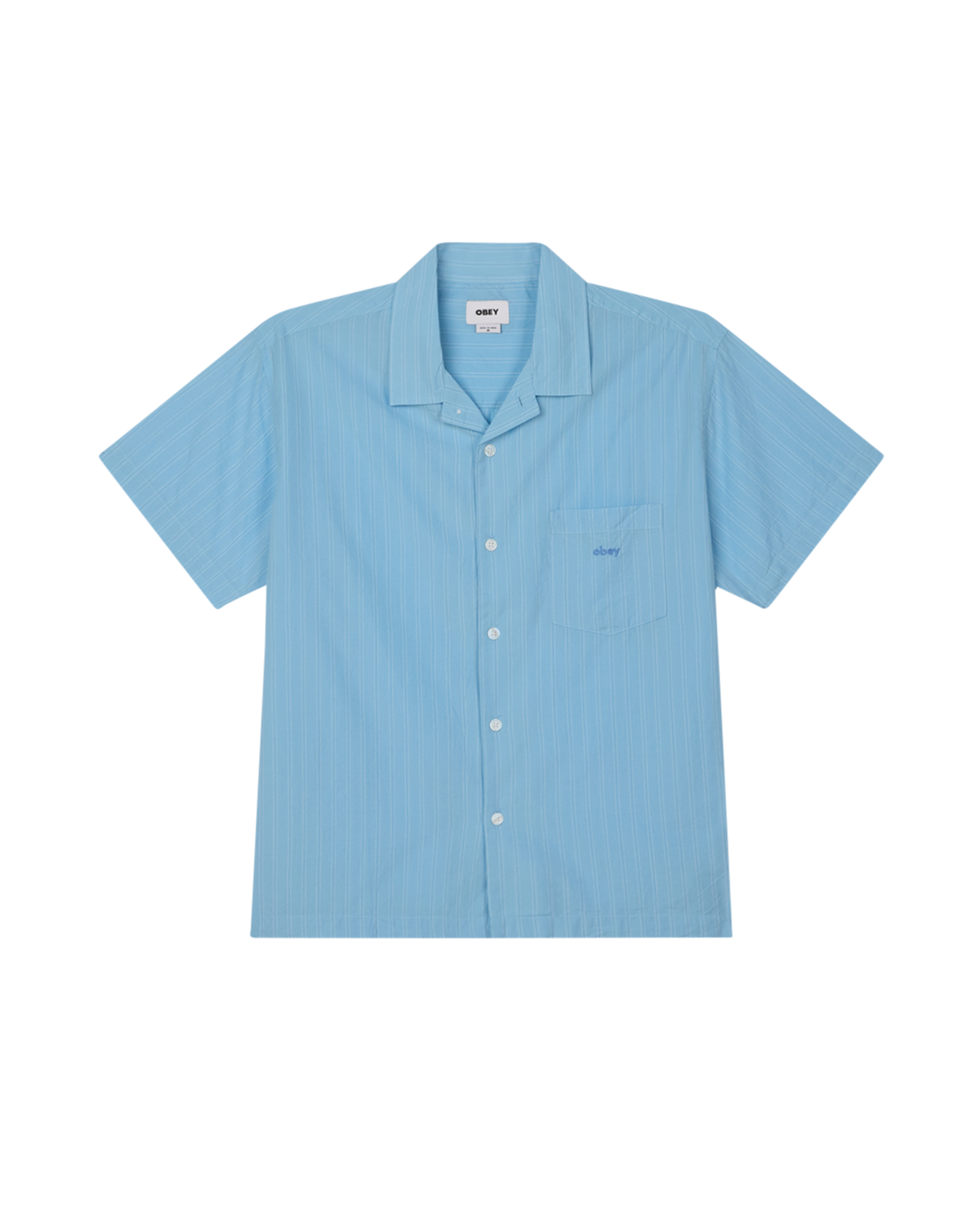 obey rizzo ss shirt cerulean multi