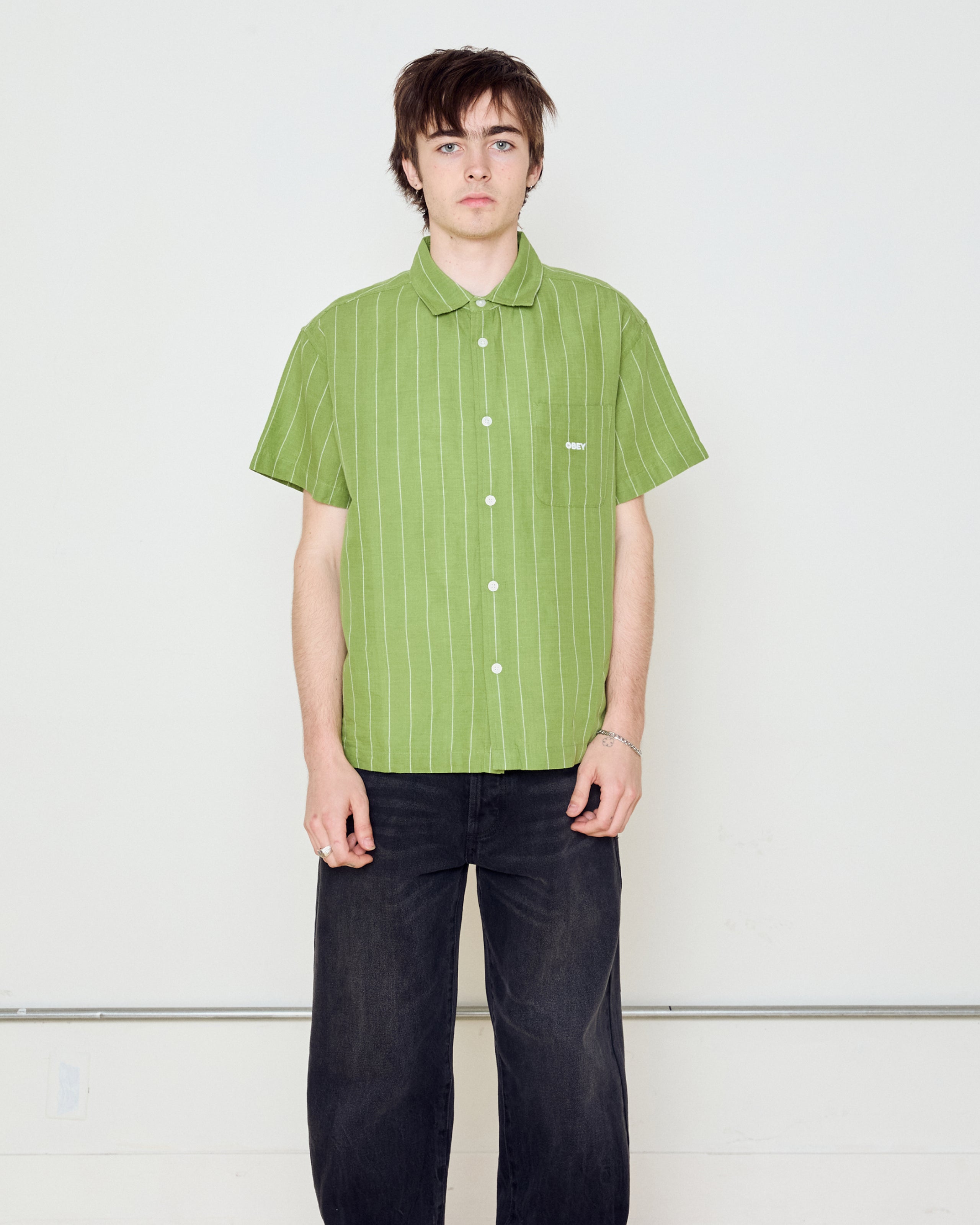 obey joe ss shirt piquant green multi (zoomed)