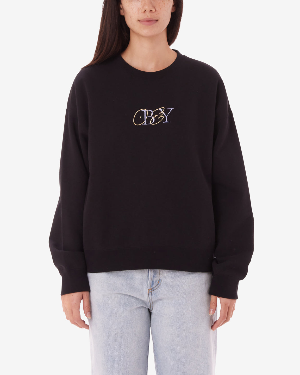 obey type mix crewneck digital black