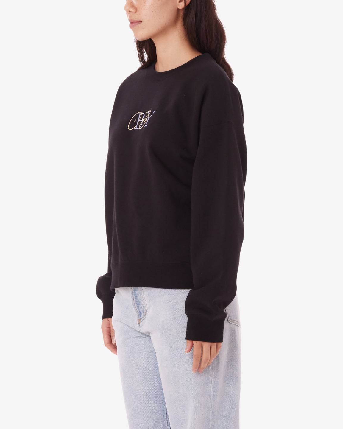 obey type mix crewneck digital black