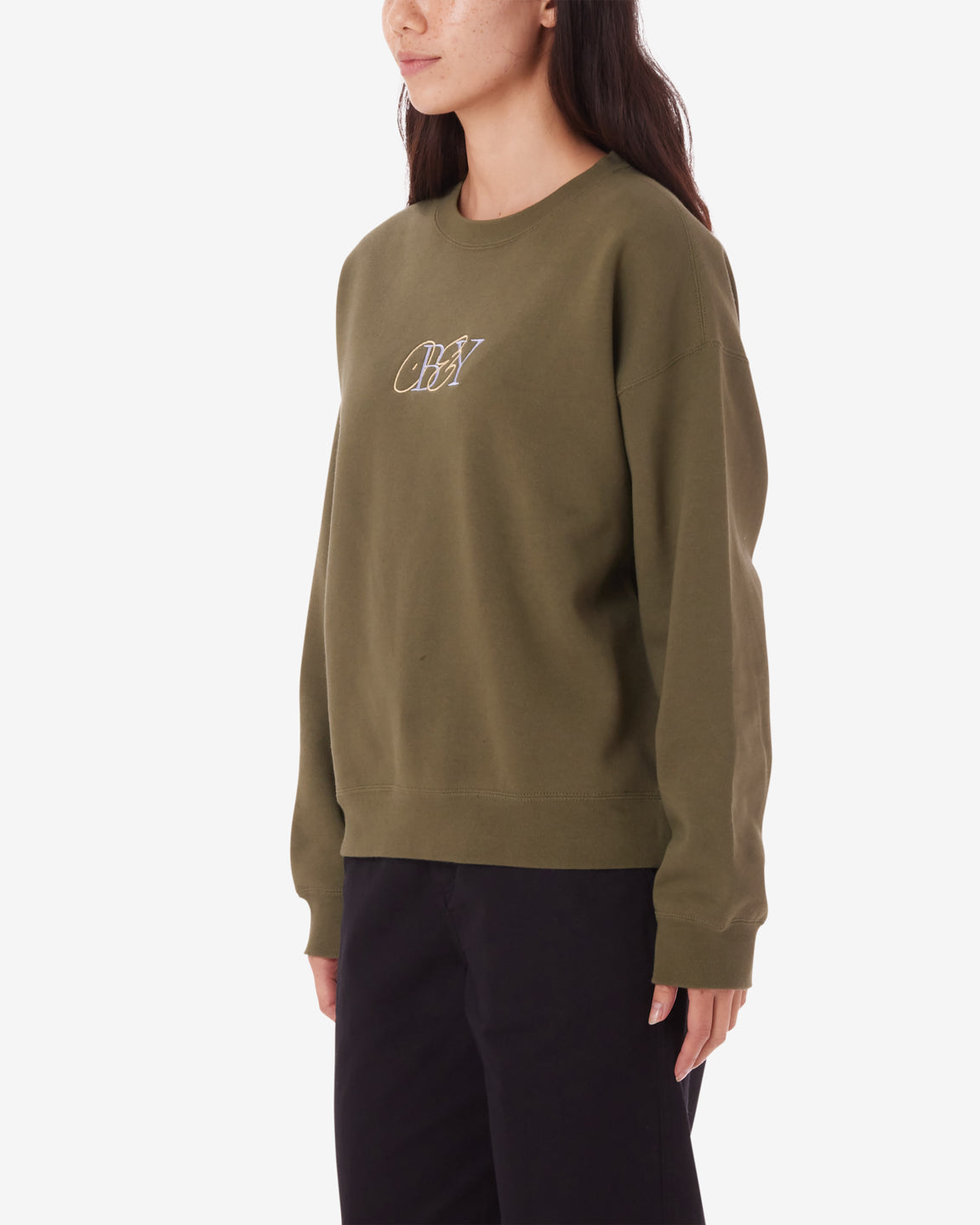 obey type mix crewneck olive