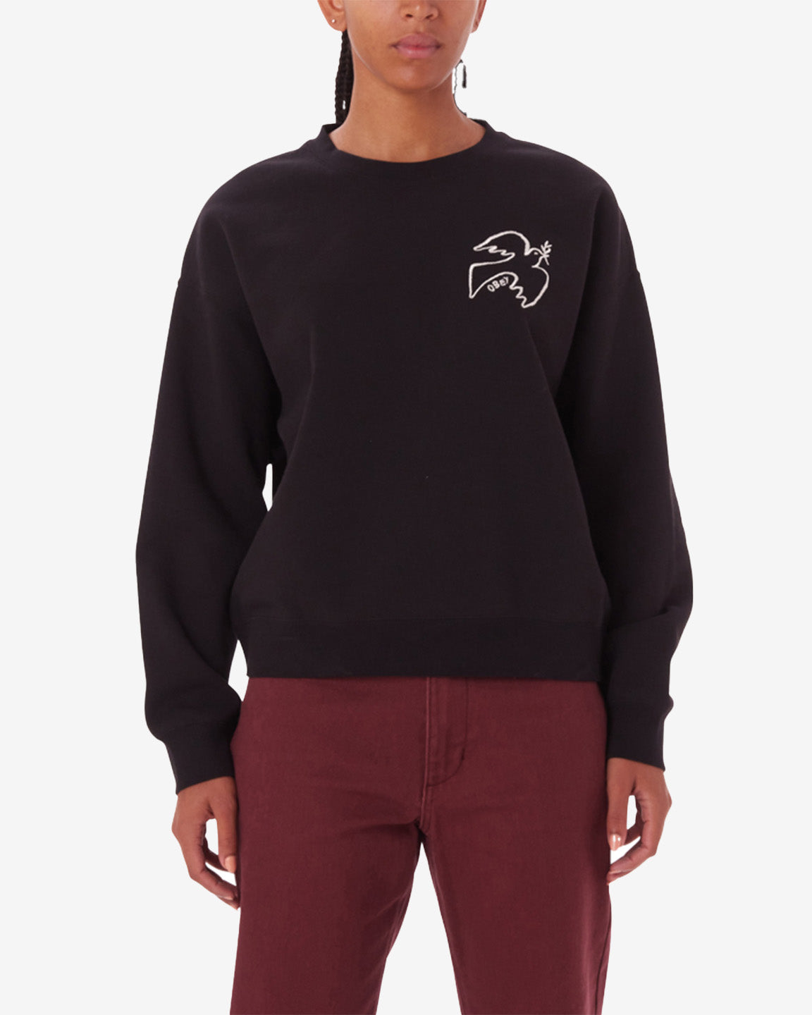 obey peace dove crewneck digital black