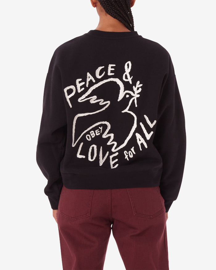 obey peace dove crewneck digital black