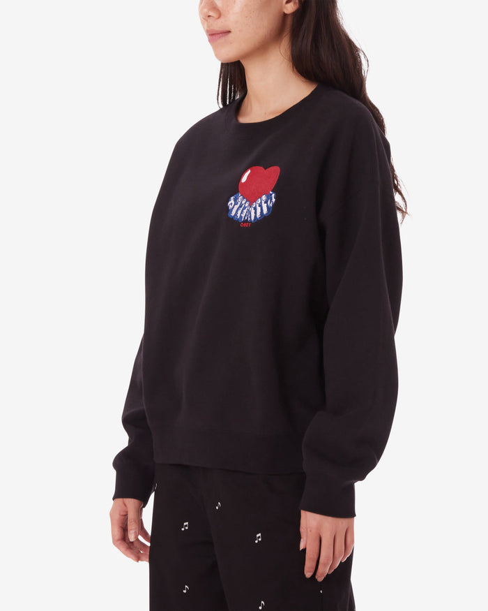 obey heart crewneck digital black