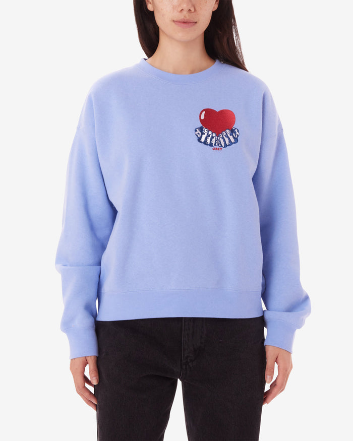 obey heart crewneck hydrangea