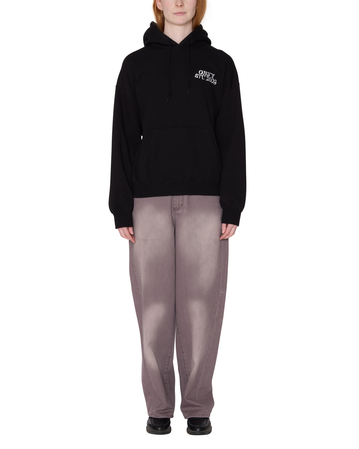 obey studios baggy relaxed pullover black