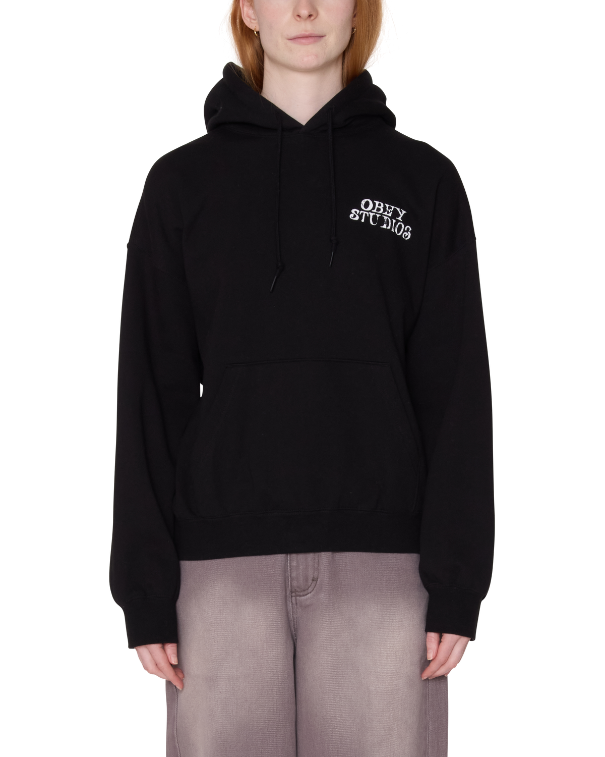 obey studios baggy relaxed pullover black