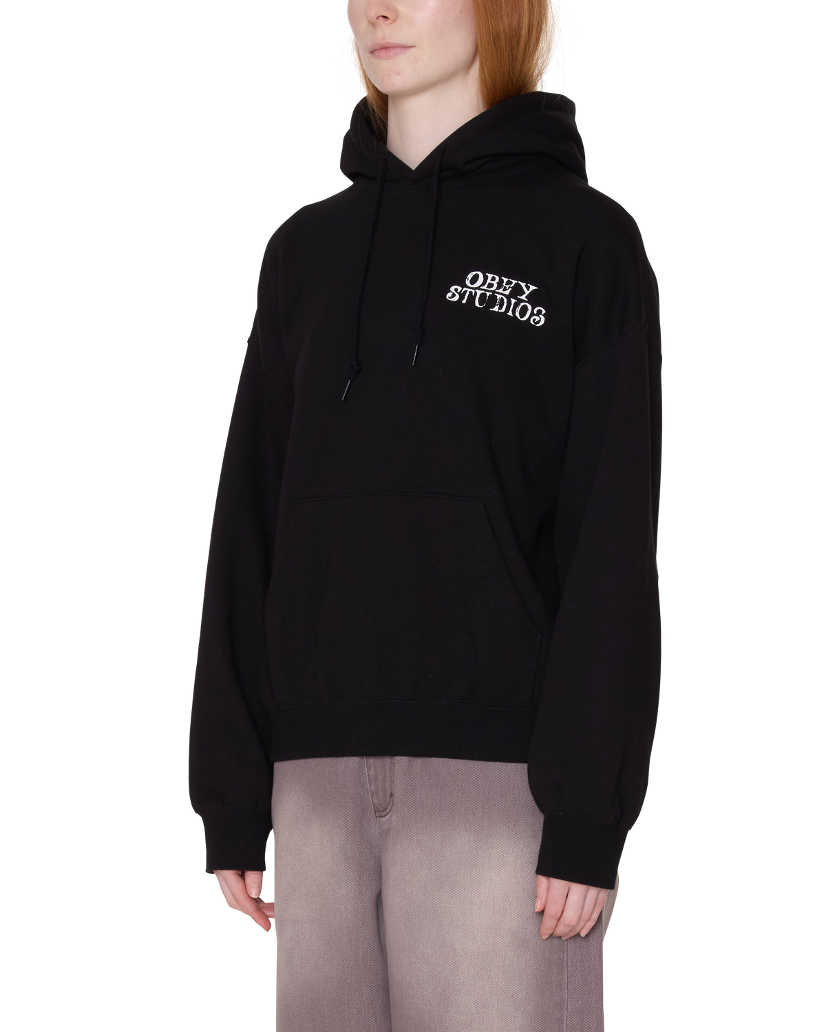 obey studios baggy relaxed pullover black