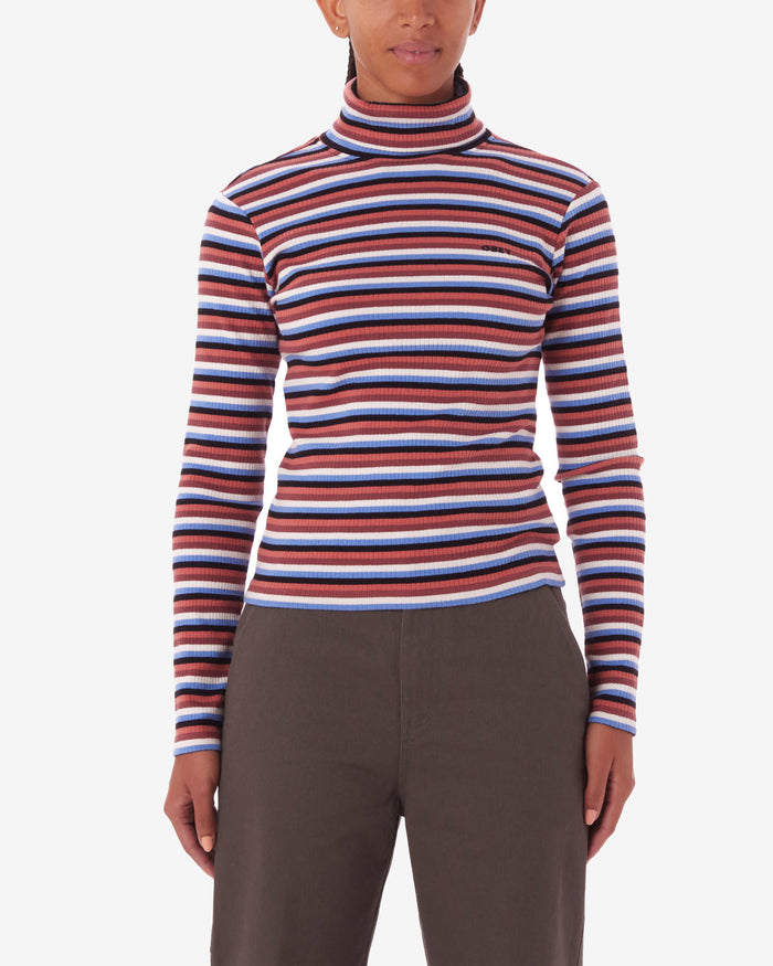 obey quince stripe turtleneck brick multi