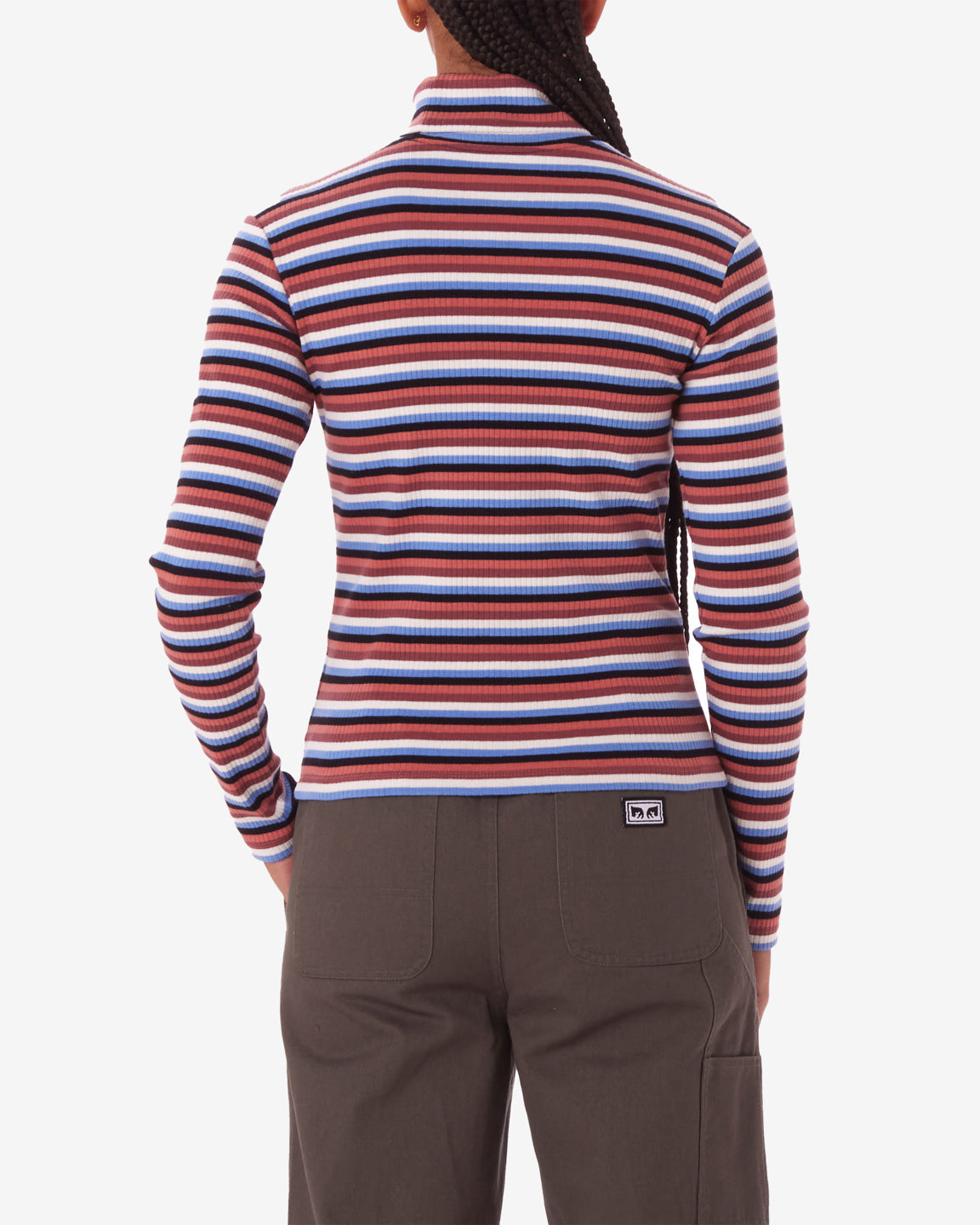 obey quince stripe turtleneck brick multi