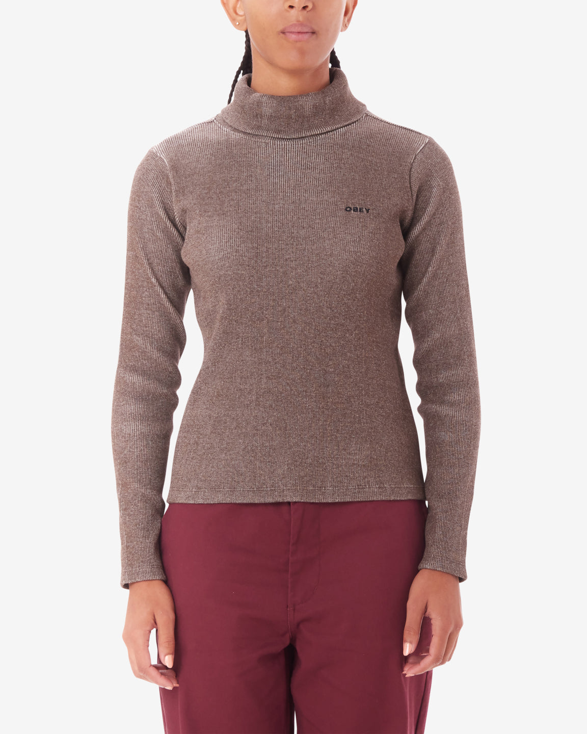 obey alias turtleneck java brown multi