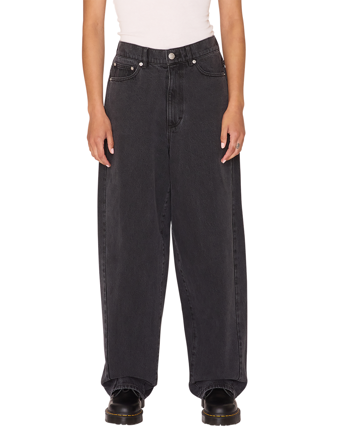 obey leah iii baggy denim black ash