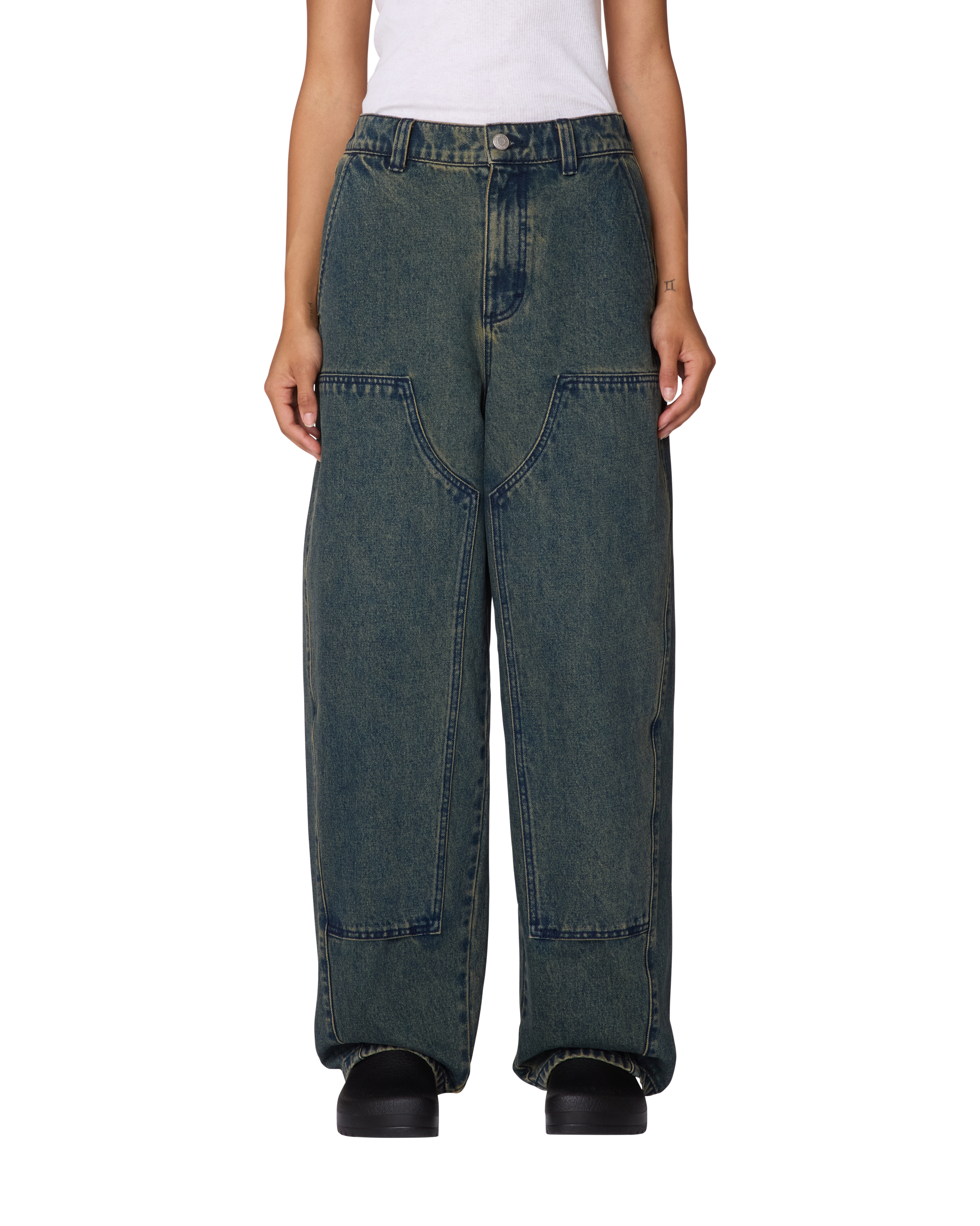 jent lou is 新作Eyelet Baggy Denim pants Renee Baggy Wide Leg Jeans With Roll Cuffs - Santiago Sea | NYDJ