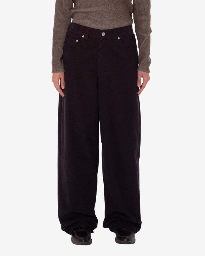 obey leah baggy 2 tone cord pant wine multi