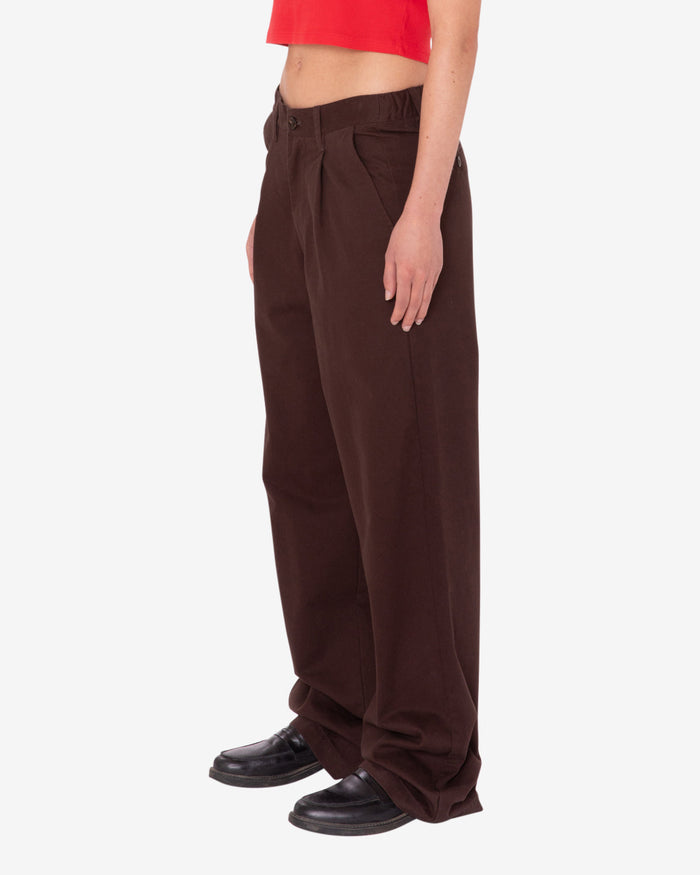 obey ruth pleated pant java brown