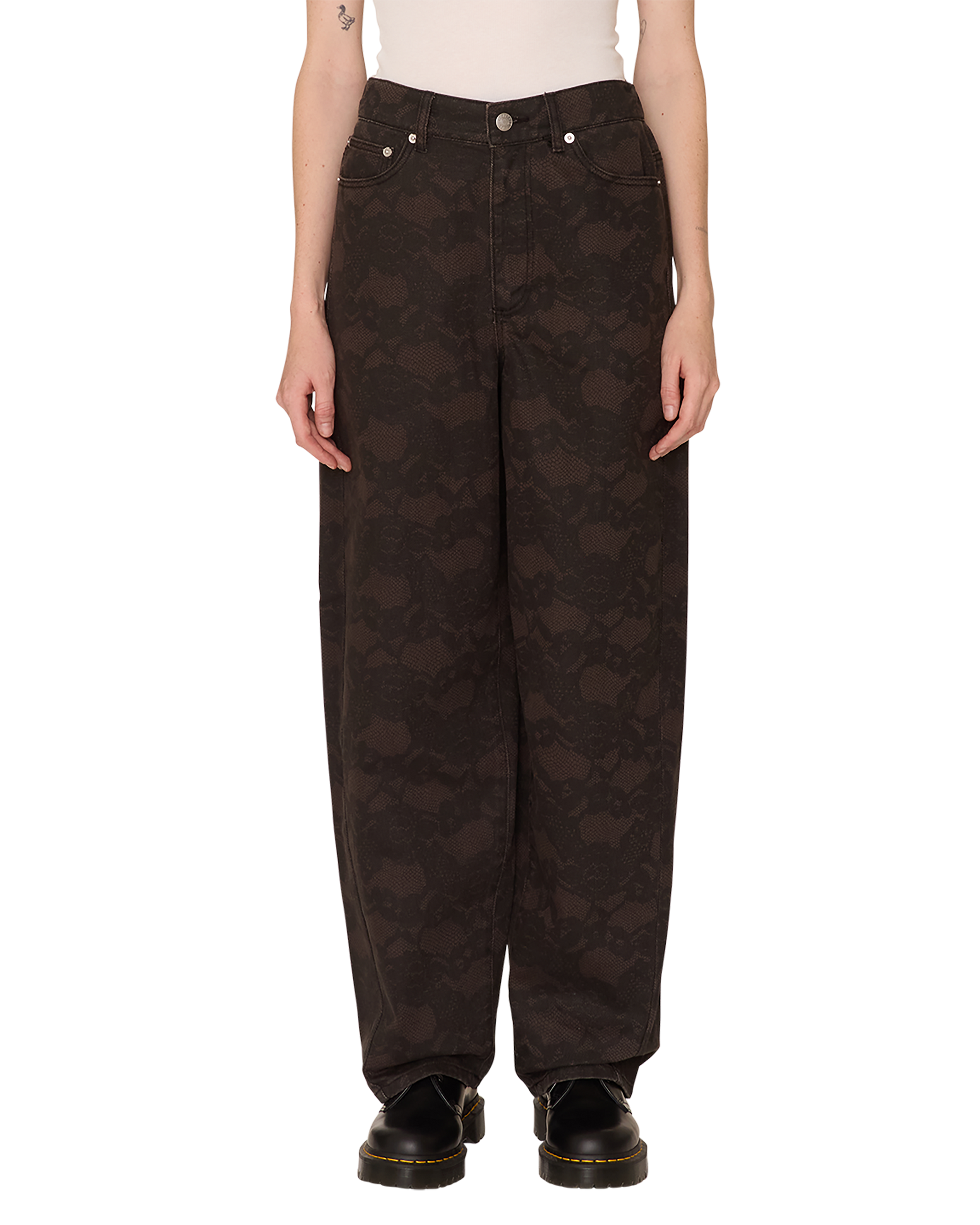 obey leah iii baggy 5 pkt pant chocolate