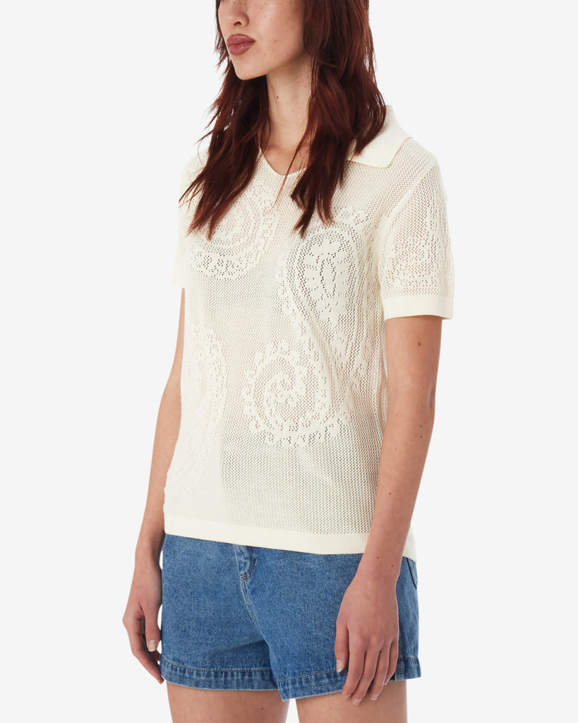 BRIANA OPEN KNIT SHIRT UNBLEACHED | OBEY Clothing