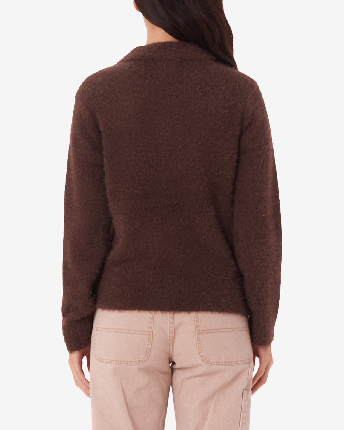 obey esme polo sweater chocolate