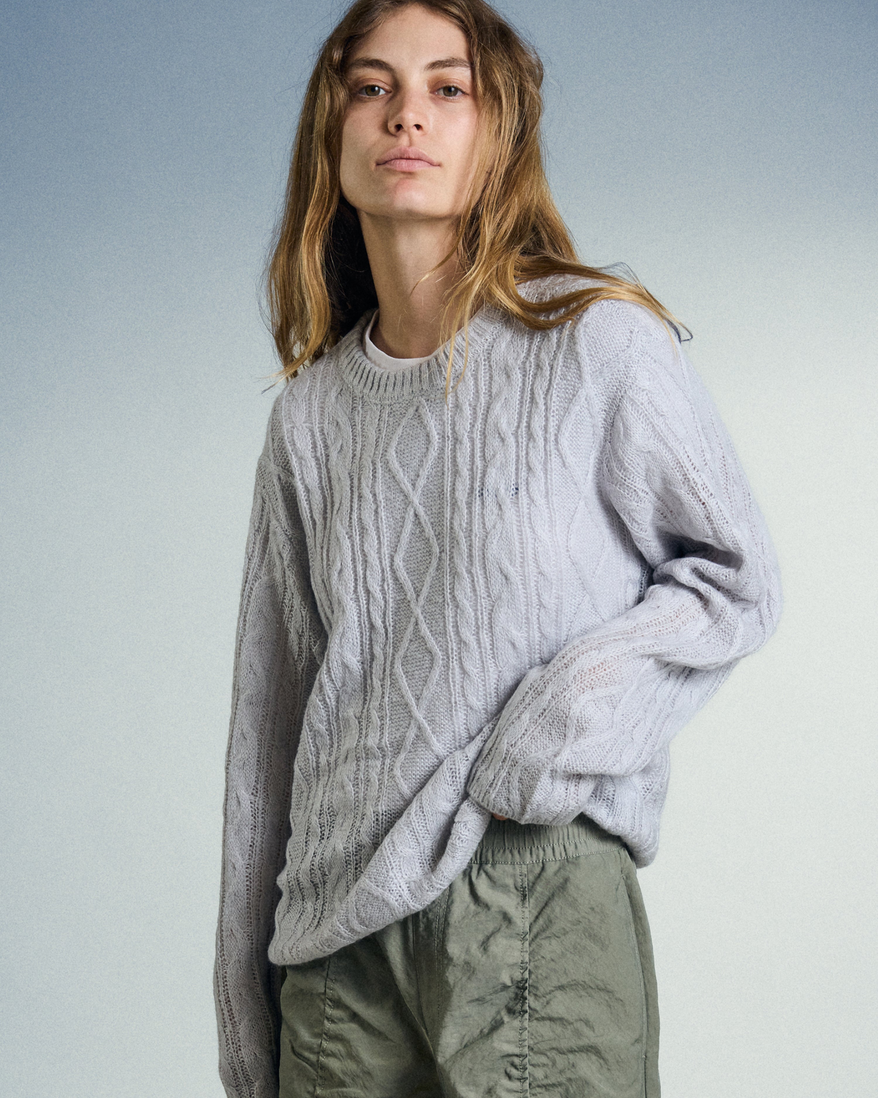 トップス stein Oversized Interlaced Cable Knit Dark green oversized cable-knitted sweater | Essentiel Antwerp