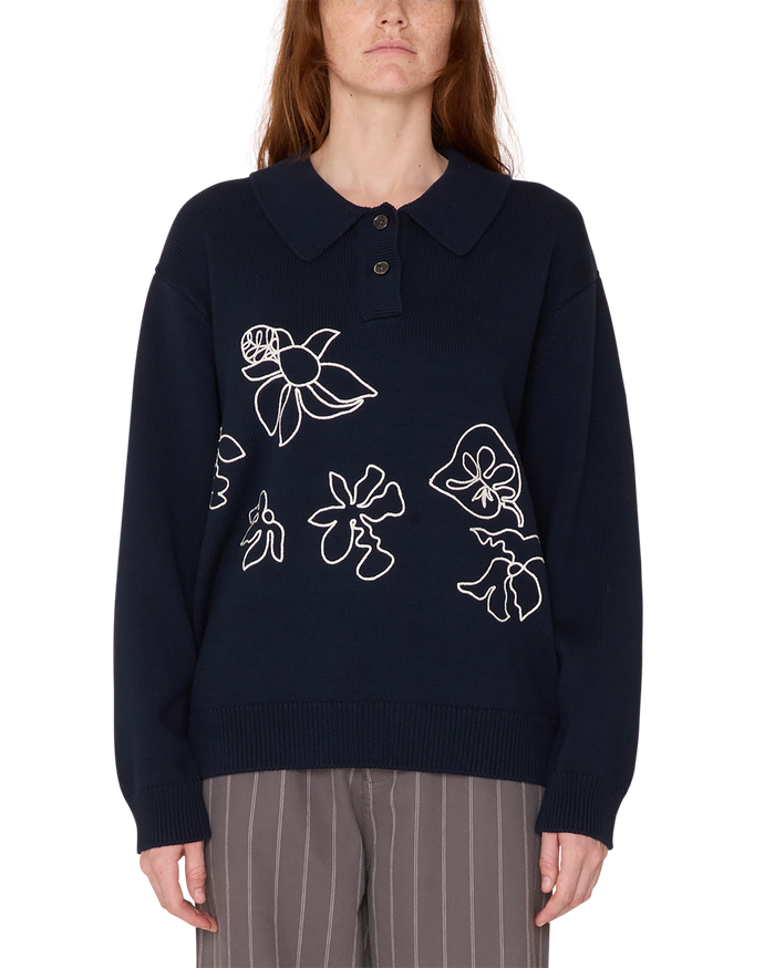 obey bloom polo sweater navy