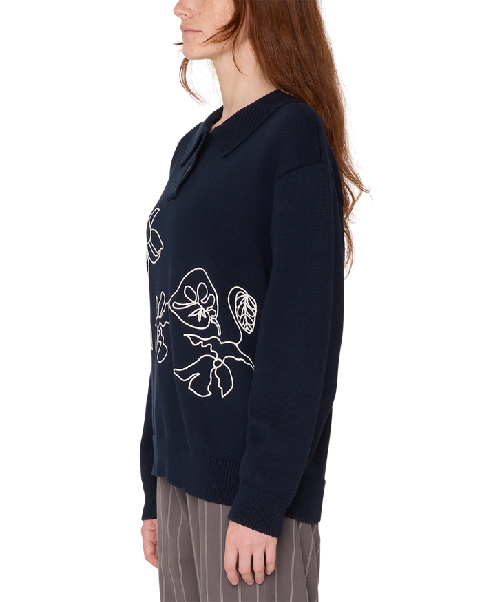 obey bloom polo sweater navy