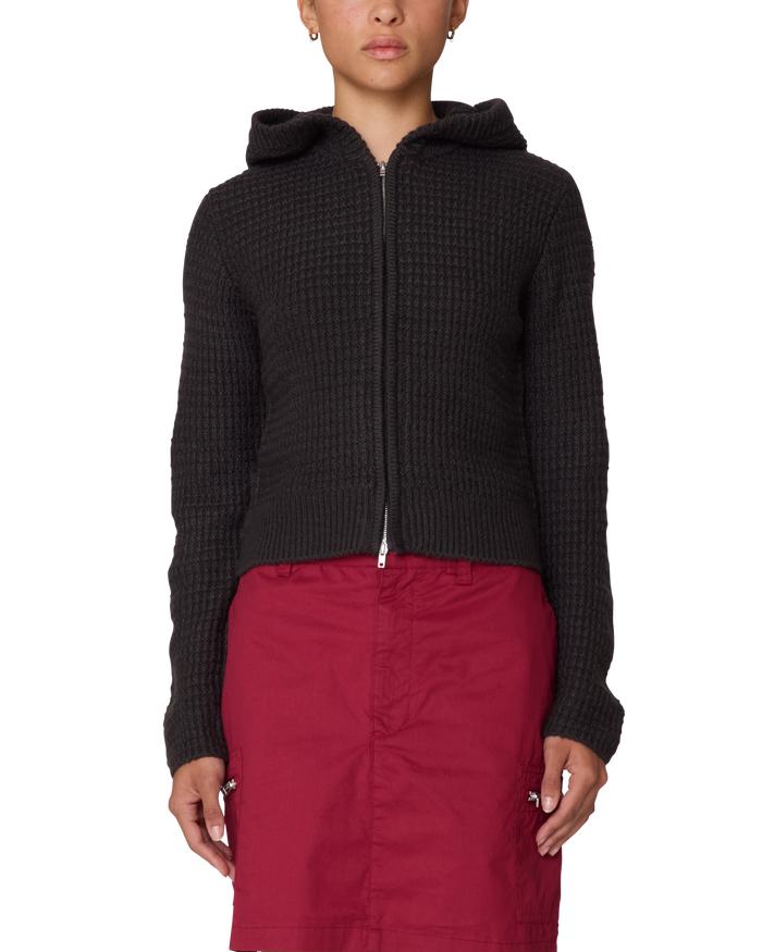 GLENDA HOOD ZIP SWEATER