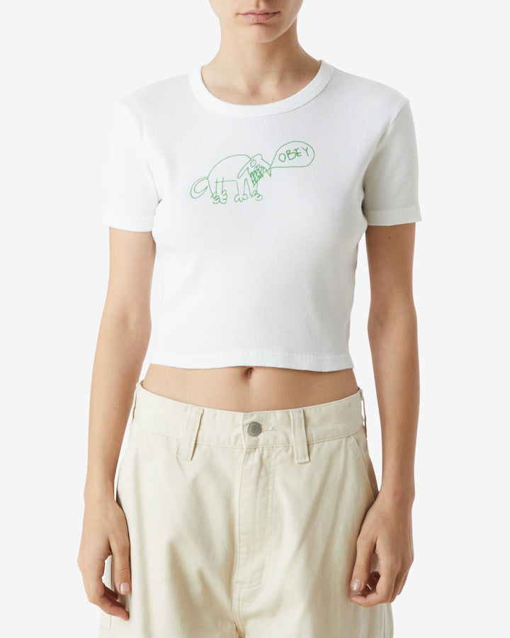 ANGRY DOG CROPPED RIB T-SHIRT WHITE