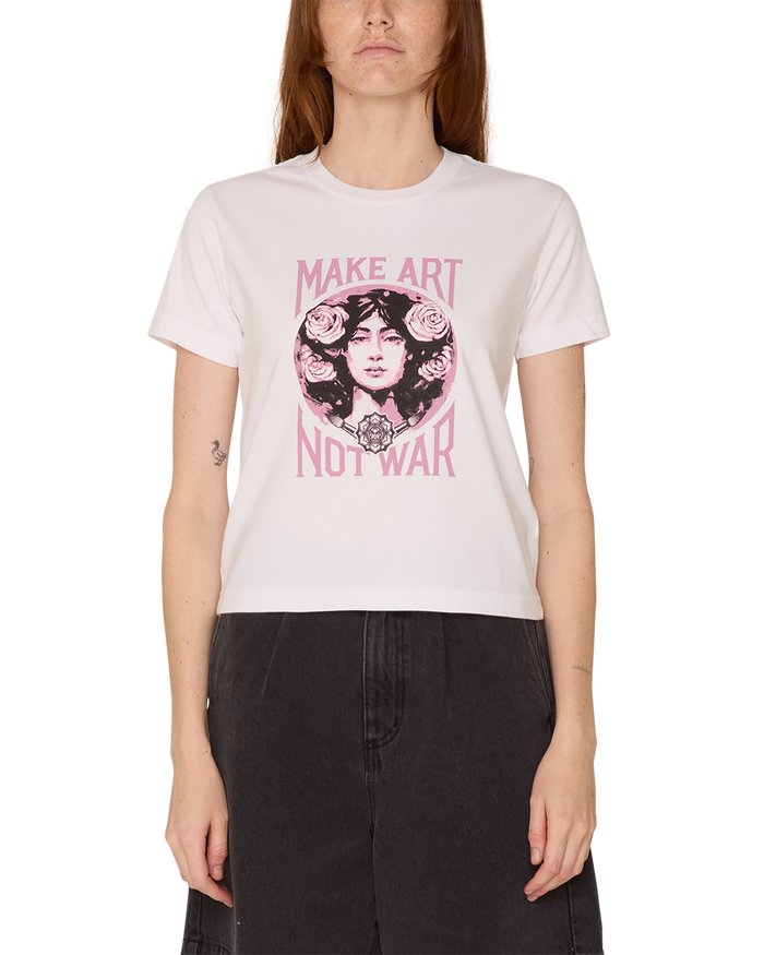 obey make art not war ii kaylin t shirt white