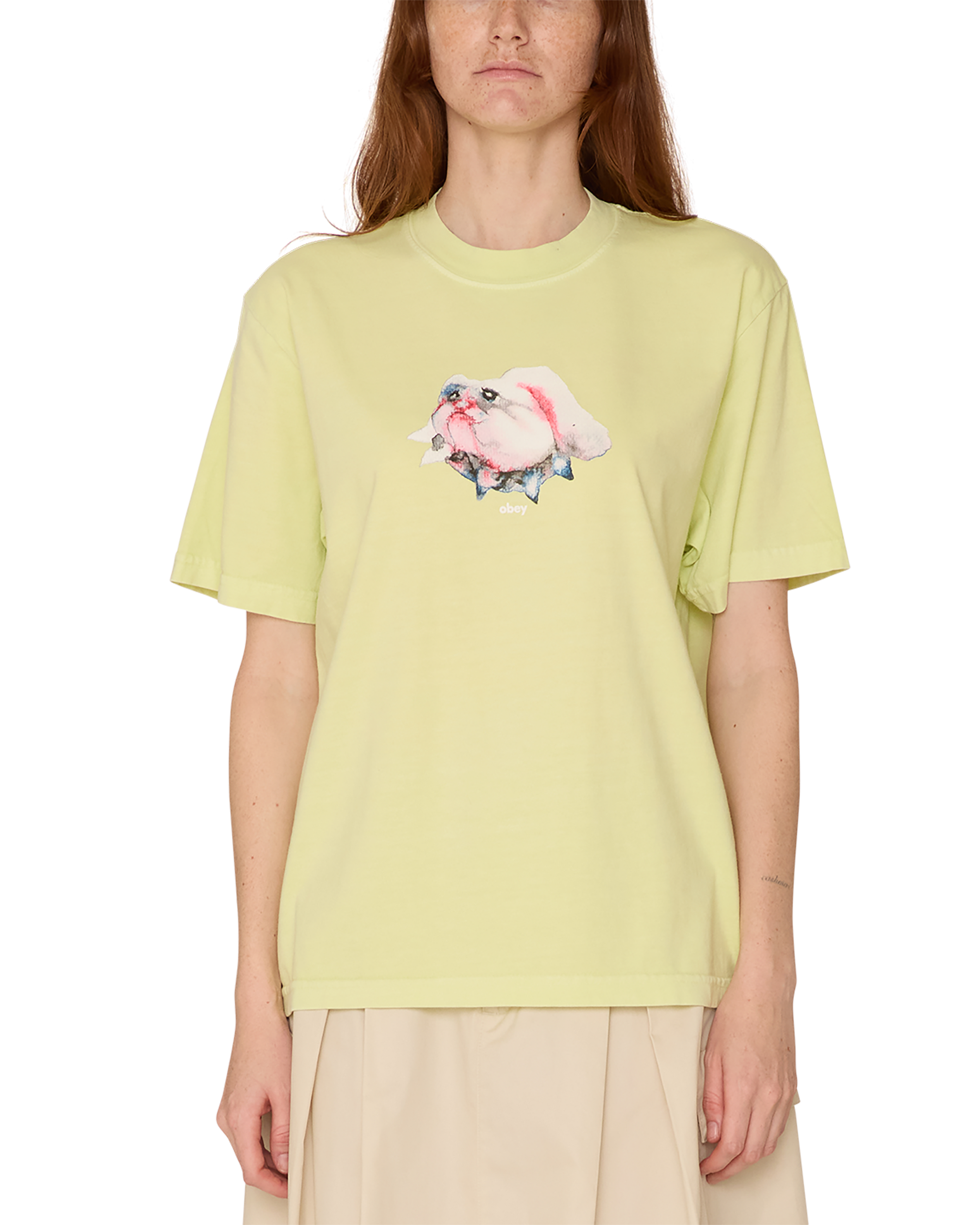 obey bulldog maxine pigment t shirt pigment shadow lime