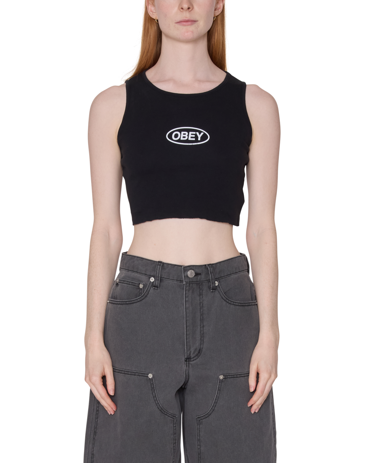 obey bold oval morgan raw edge tank digital black