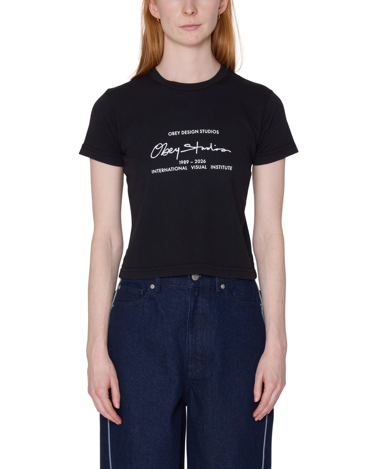 obey design studio script kaia t-shirt digital black