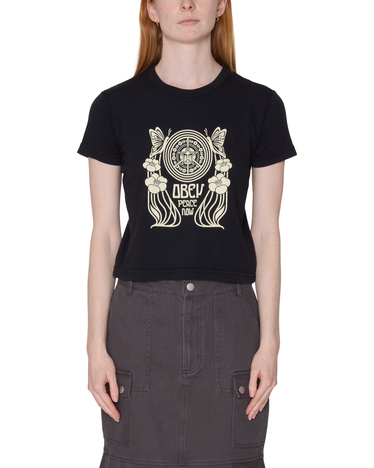 obey peace now butterfly kaia t-shirt digital black