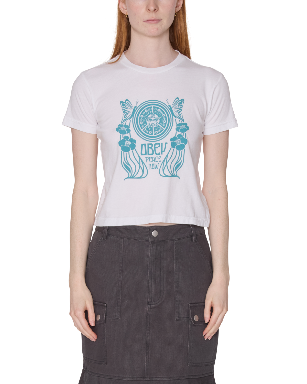 obey peace now butterfly kaia t-shirt white