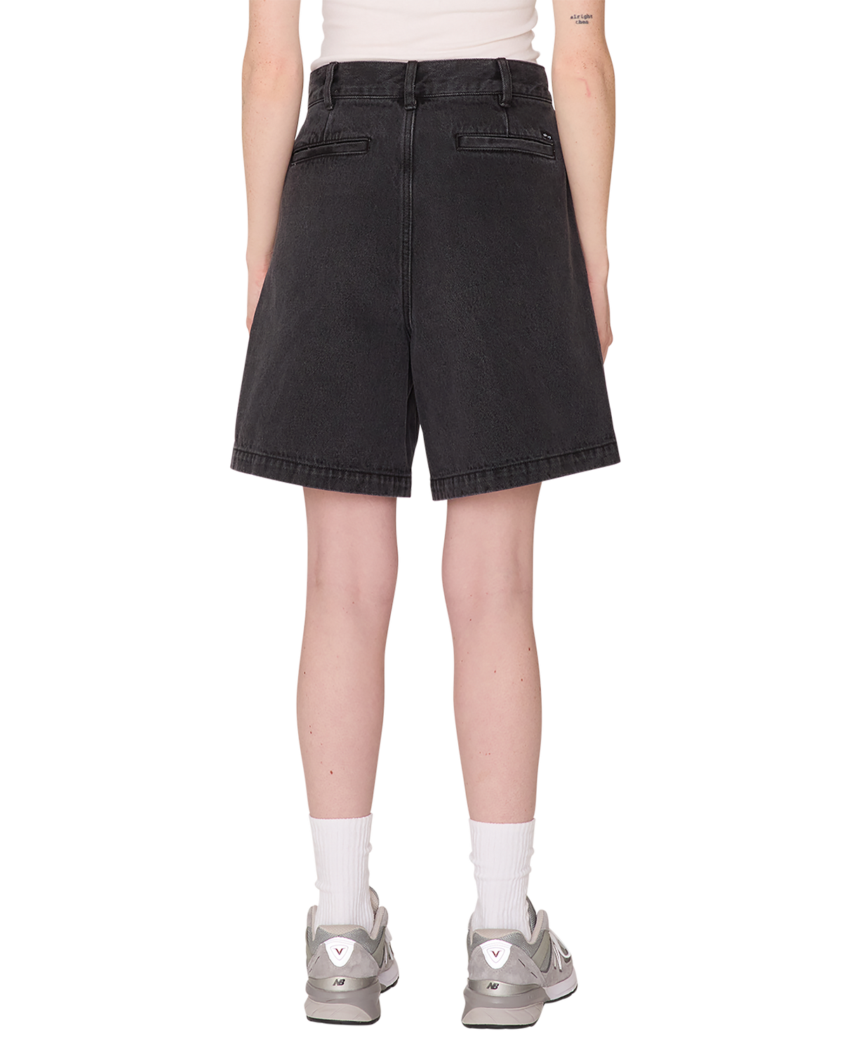 obey eli ii denim pleated short black ash