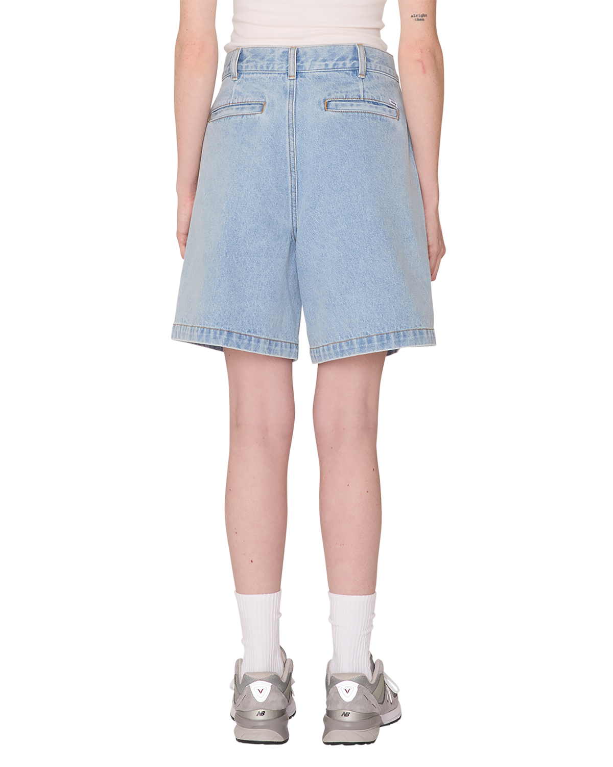 obey eli ii denim pleated short cirrus