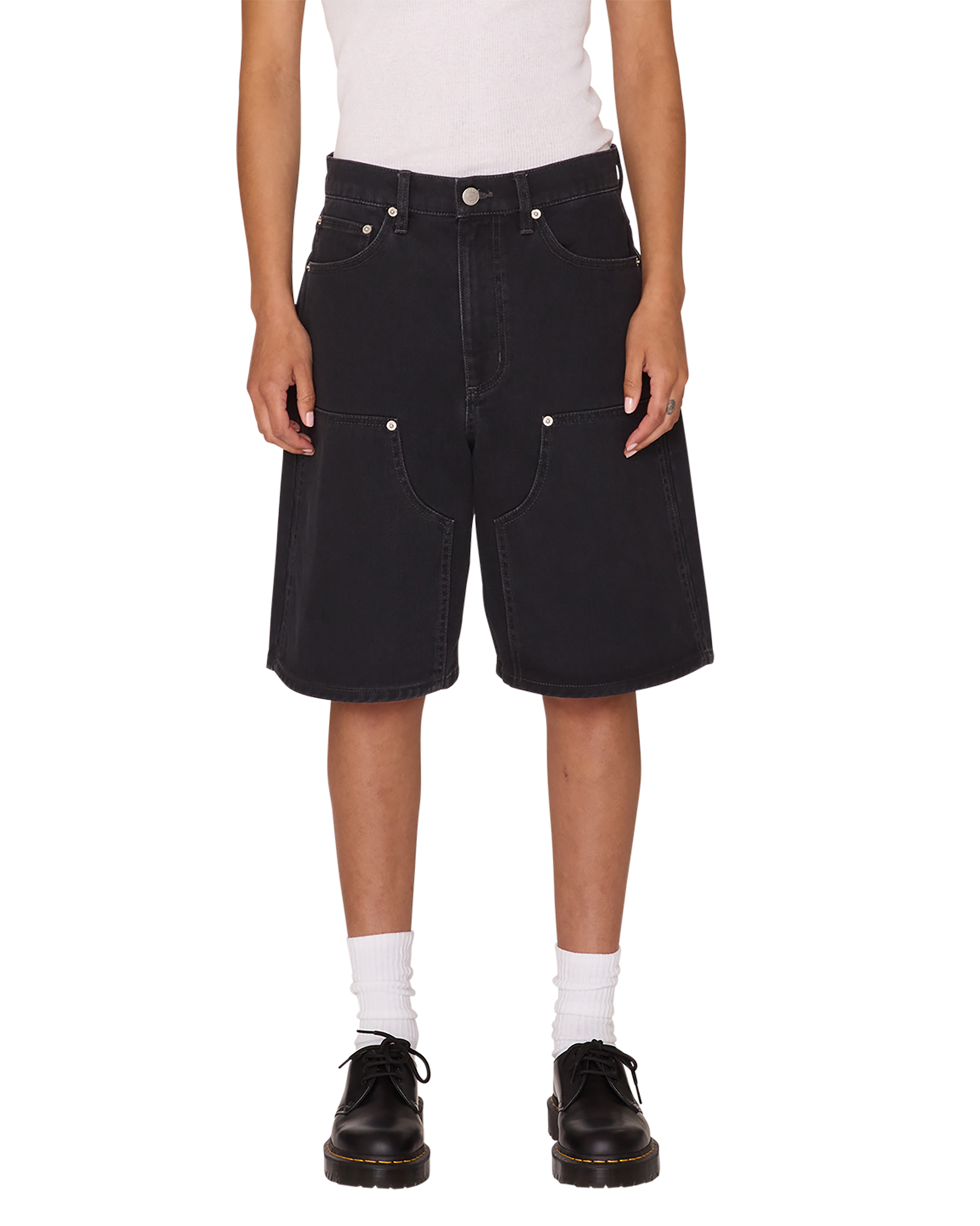 obey shift panel short digital black faded wash