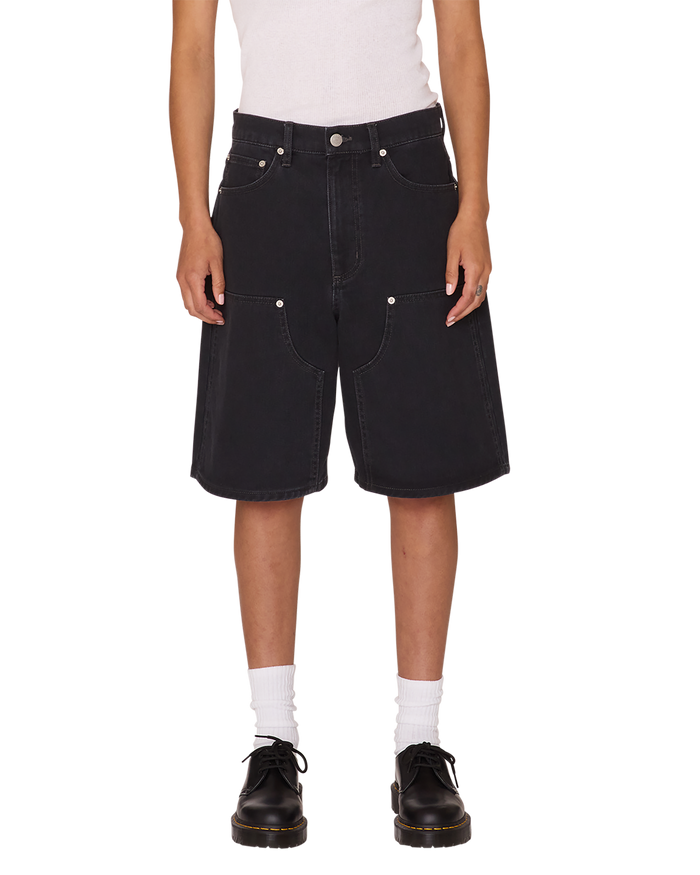 obey shift panel short digital black faded wash