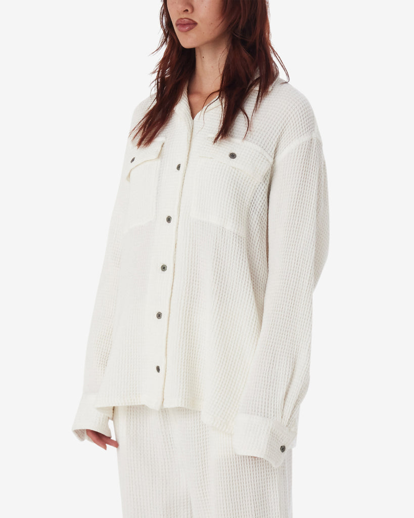 CAMILLE WAFFLE SHIRT MUTED WHITE | OBEY Clothing