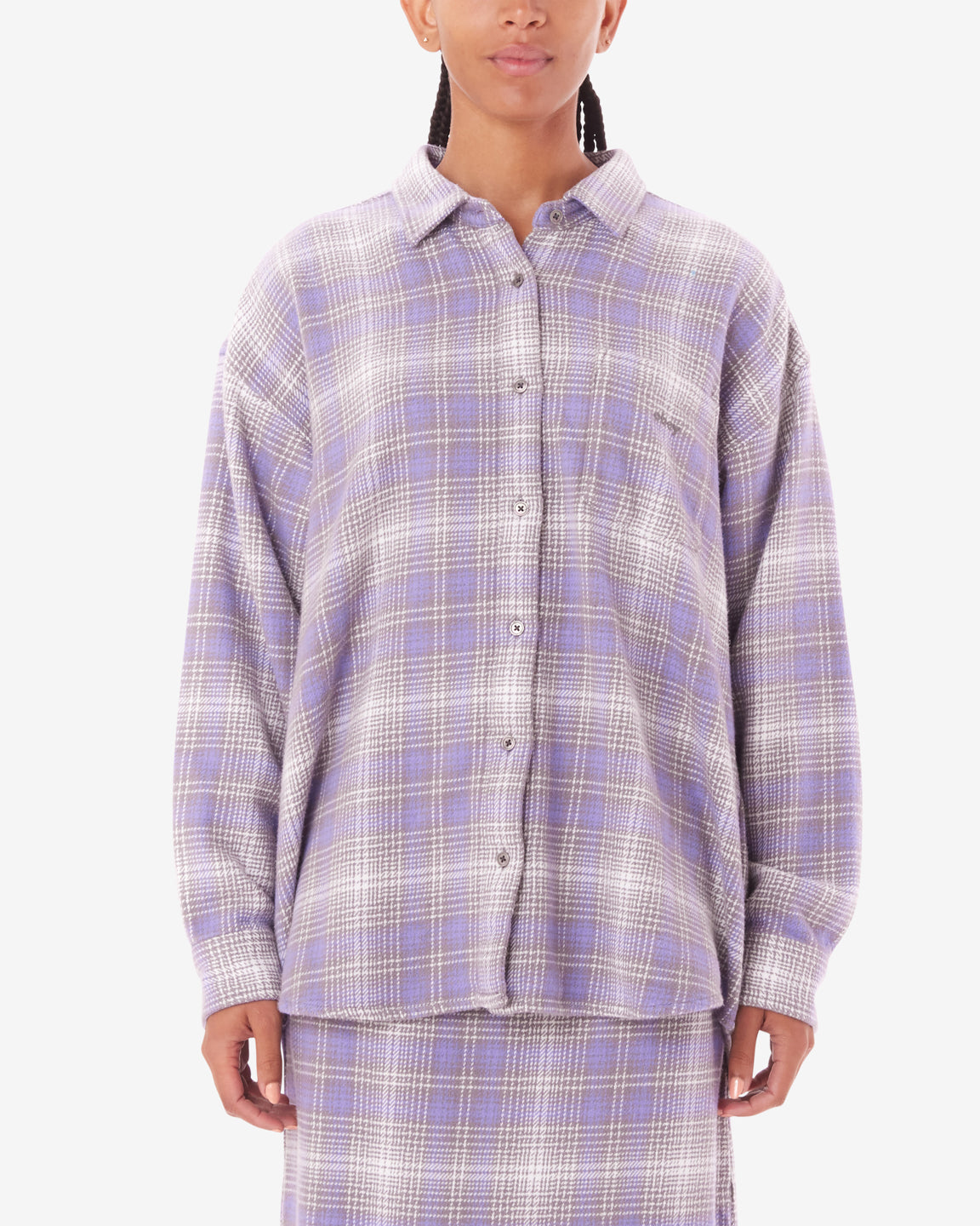 obey belmont plaid shirt aster purple