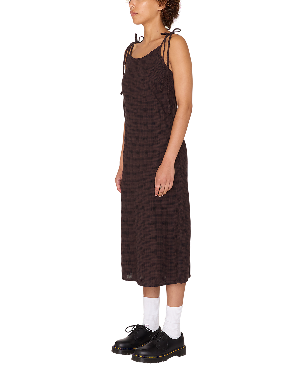 obey vivian plaid dress java brown multi