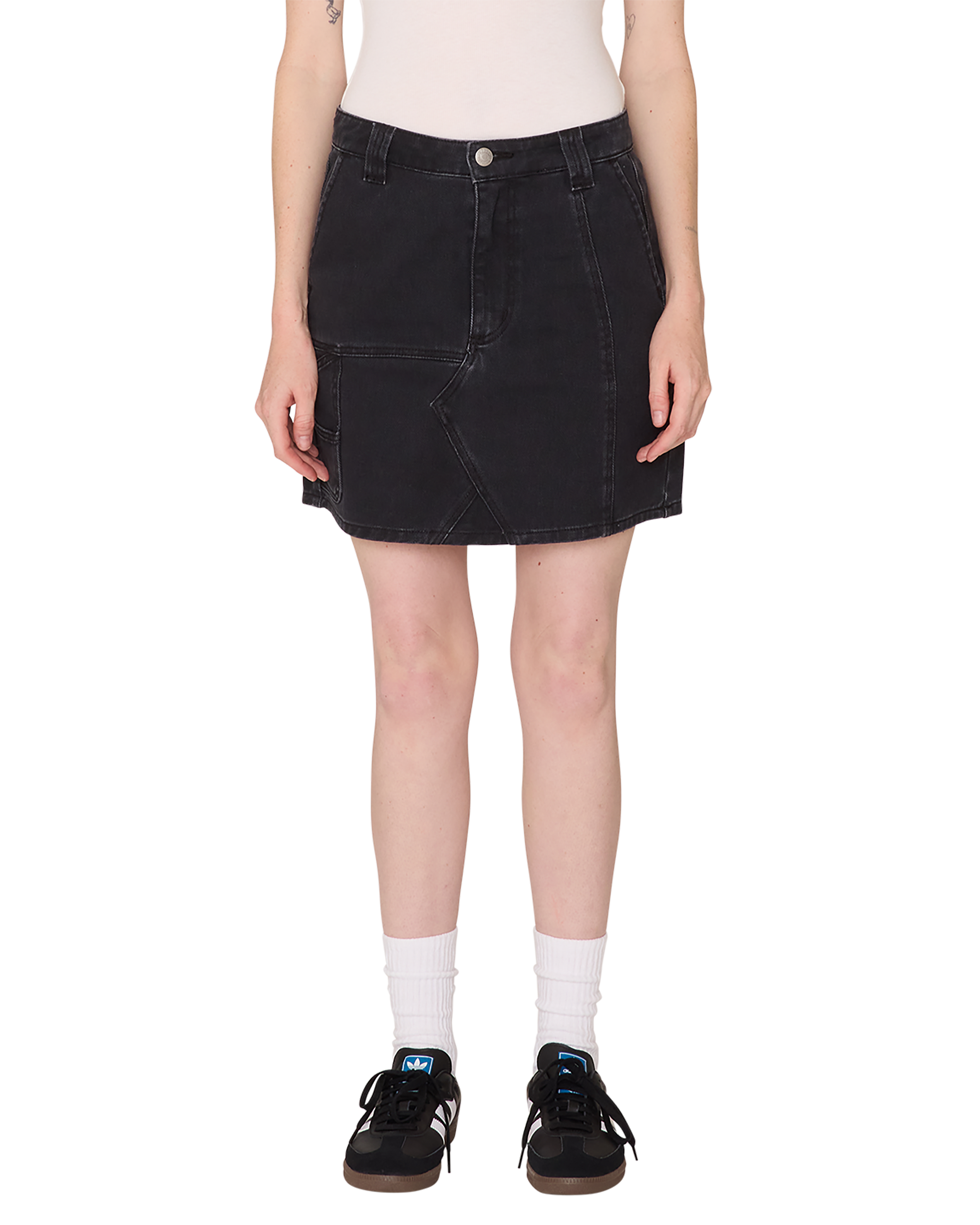 obey fixx mini skirt digital black faded wash