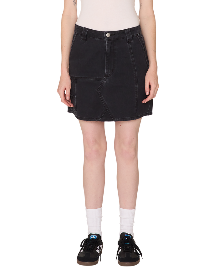 obey fixx mini skirt digital black faded wash