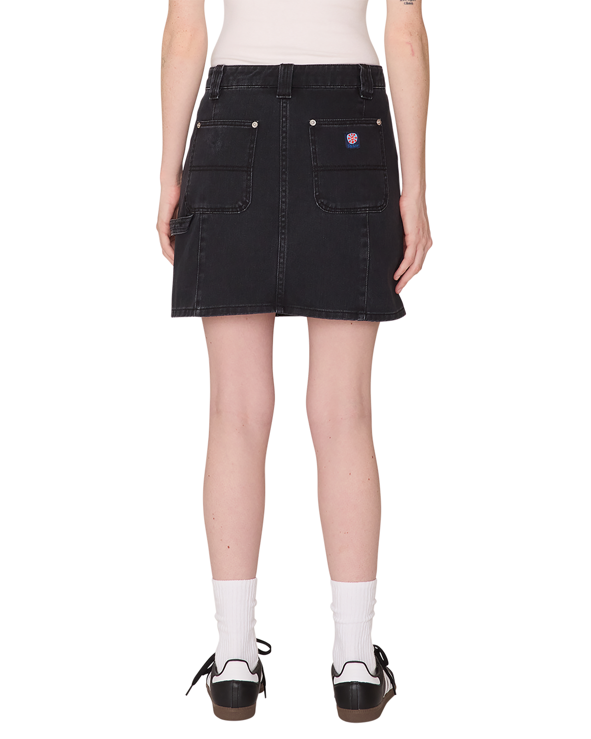 obey fixx mini skirt digital black faded wash