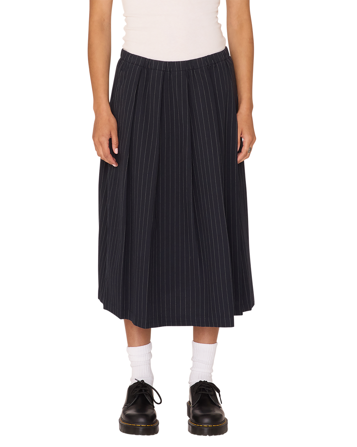 obey madeline pleated skirt dark navy multi