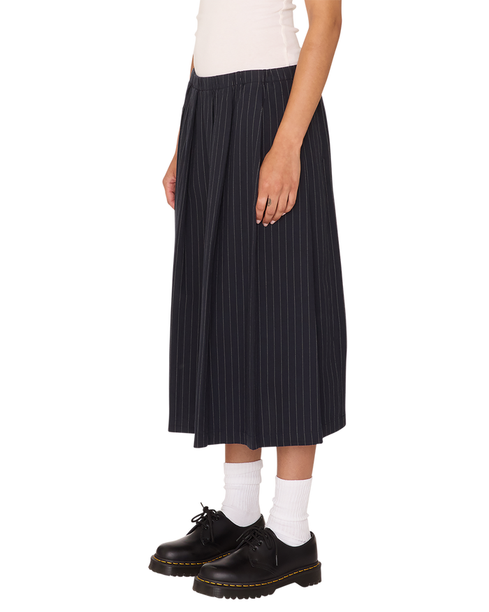 obey madeline pleated skirt dark navy multi