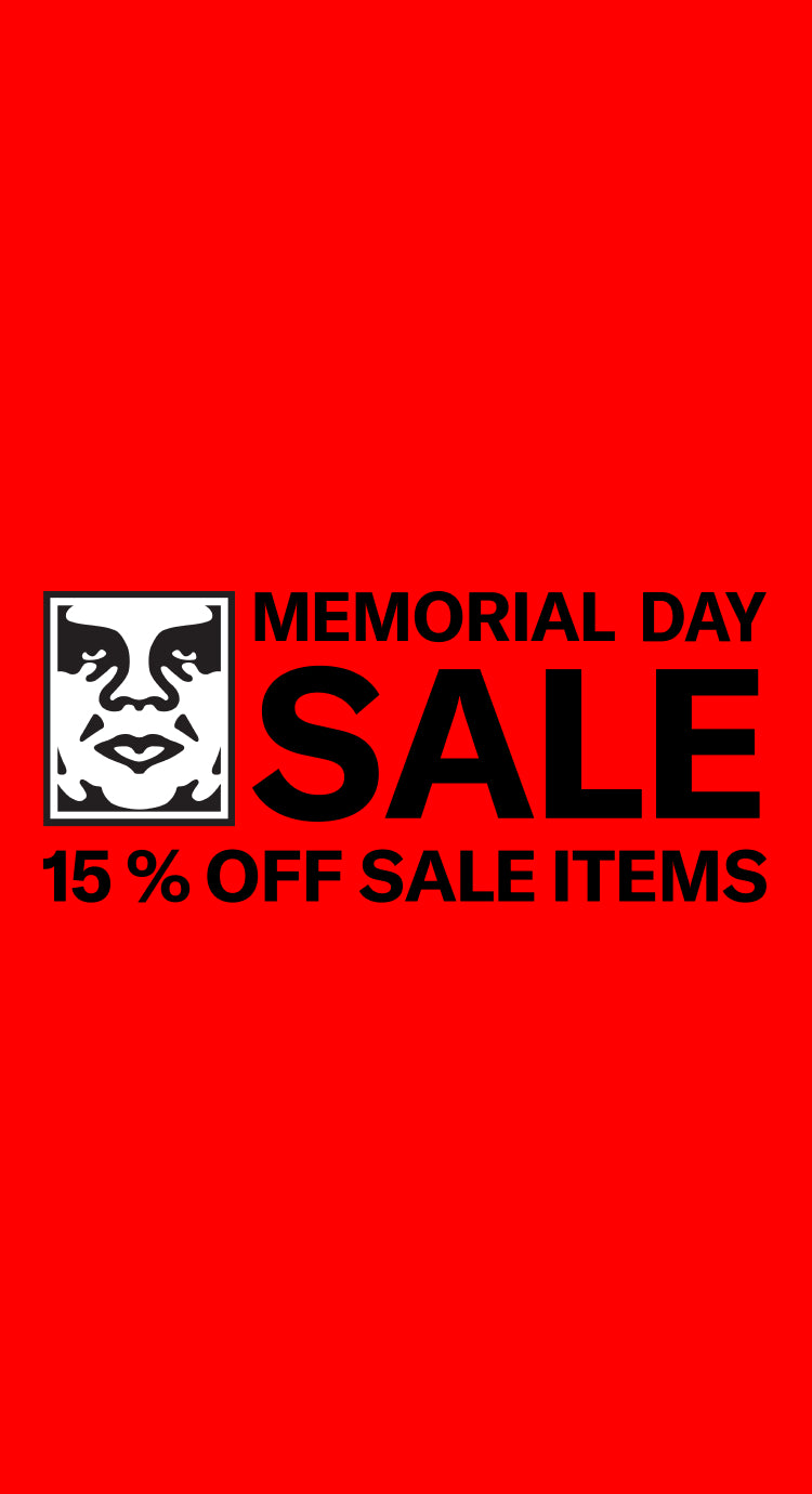 Memorial Day sale advertisement with a face icon on a red background